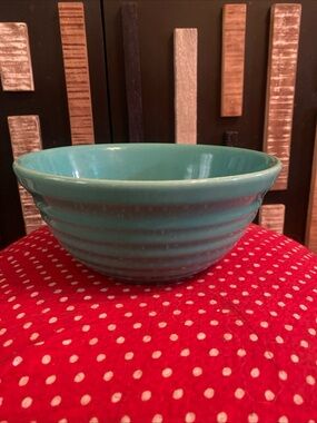Vintage Bauer Pottery Ringware Mixing Bowl #12 Turquoise Jade Green Beehive